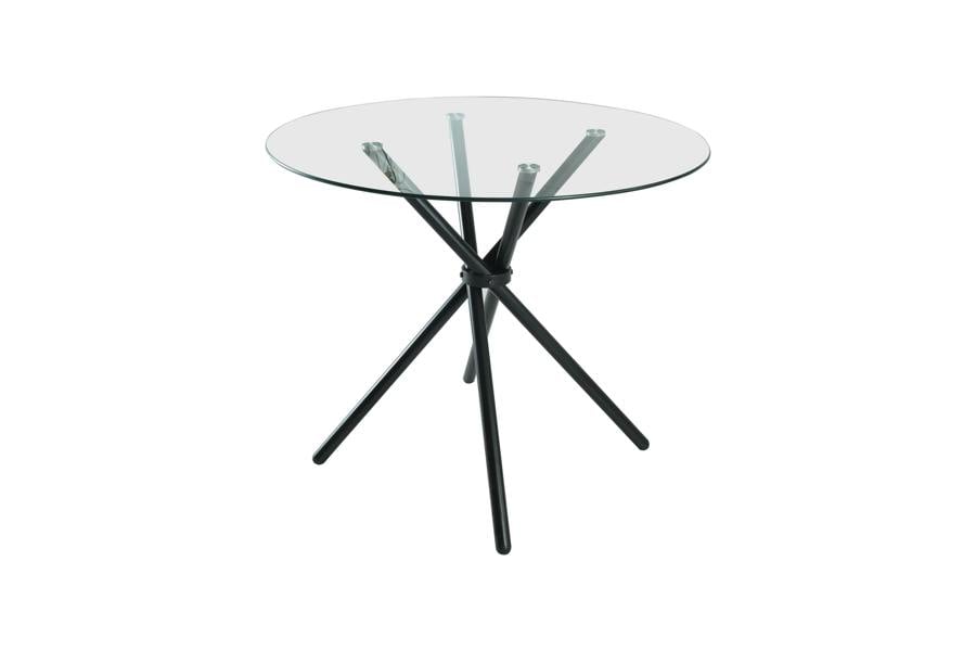 Outdoor Living New York Circle Glass Dining Table with starburst black legs