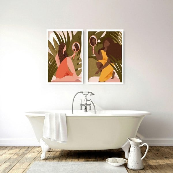 Bathroom wall decor | set of 2 Boho wall art prints