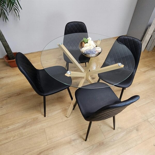 Kosy Koala Forest Round Glass Table + 4 Black gem