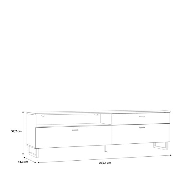 Furniture To Go Klara TV Unit with 1 Drawer 2 Flip Doors in Grey and Oak inc LED Lighting