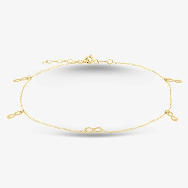 T. H. Baker 9ct Yellow Gold Infinity Anklet 1.28.0145