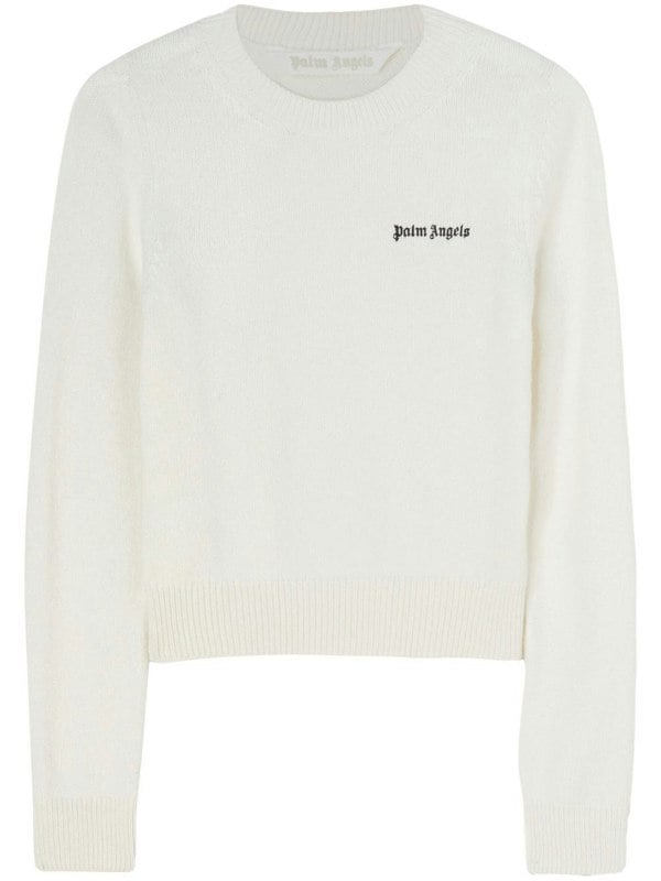 Palm Angels Classic Logo Sweater White - Supplied FashionPALM ANGELS