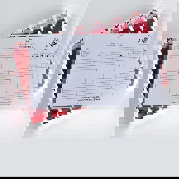 Pivotell Red Weekly Pill Organiser - 7 Day (28 compartments / 4 doses a Day) Pill Storage with an Innovative Easy to Open Roller Shutter