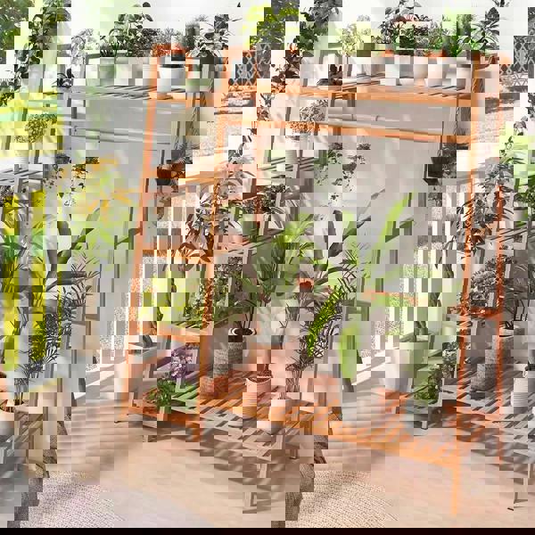 Living and Home Multi-Functional Bamboo Garment Clothes Rack 7-Tier Storage Shelf Coat Hanging Rack