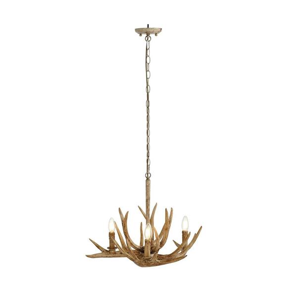 Pagazzi Lighting Lochranza 3-Light Rustic Antler Ceiling Light