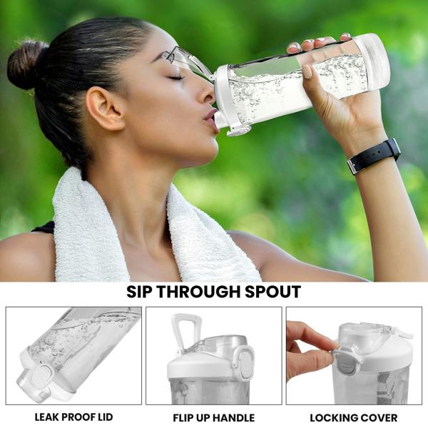 Total Chef 600ml Mini Blender Portable USB Smoothie Maker for Gym, Travel & Protein Shakes (White)