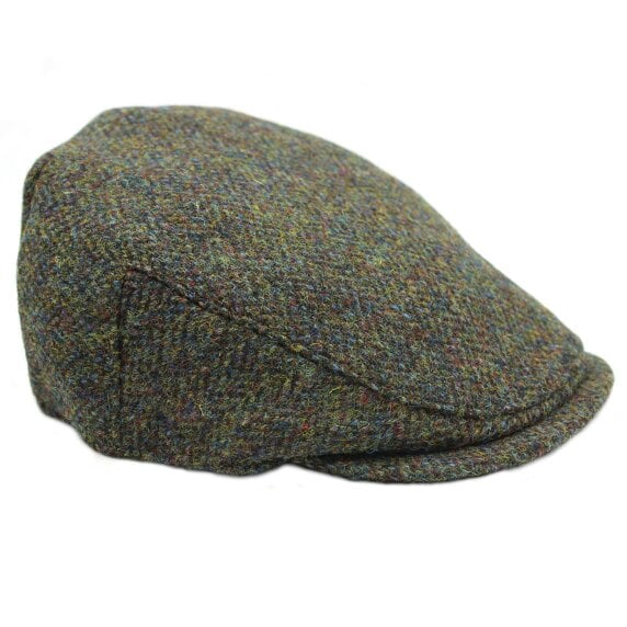 Heather Hats & Accessories Genuine Harris Tweed Wool Flat Cap, Satin Lining, Outdoor Wear, Forest Green