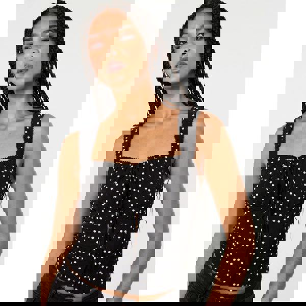 Pink Vanilla Polka Dot Hook And Eye Crop Top