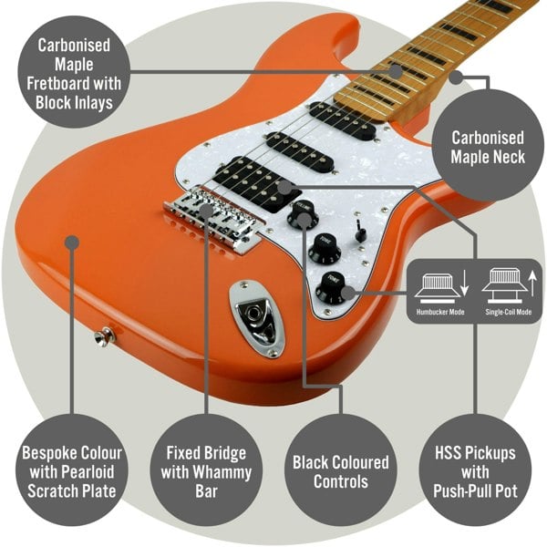 3rd Avenue Stateside Series Electric Guitar Pack - Canyon Orange