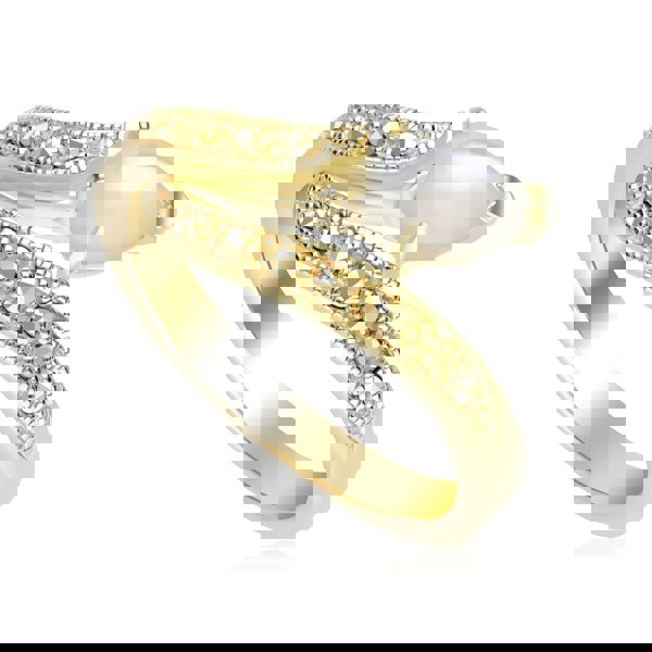 234R043801925 Art Nouveau Inspired Mother of Pearl & Marcasite Twist Ring in 18ct Gold Plated Silver 1