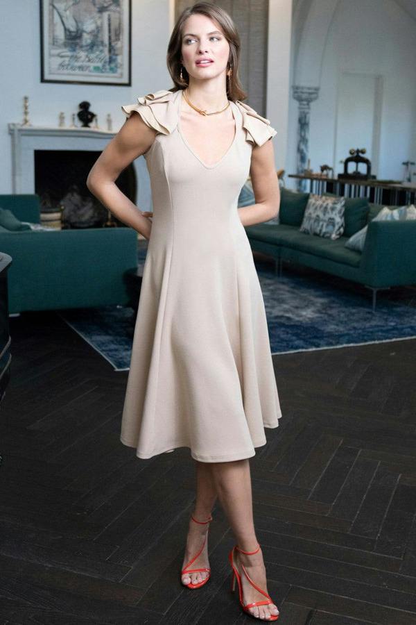 HotSquash Frill Sleeve A-Line Dress