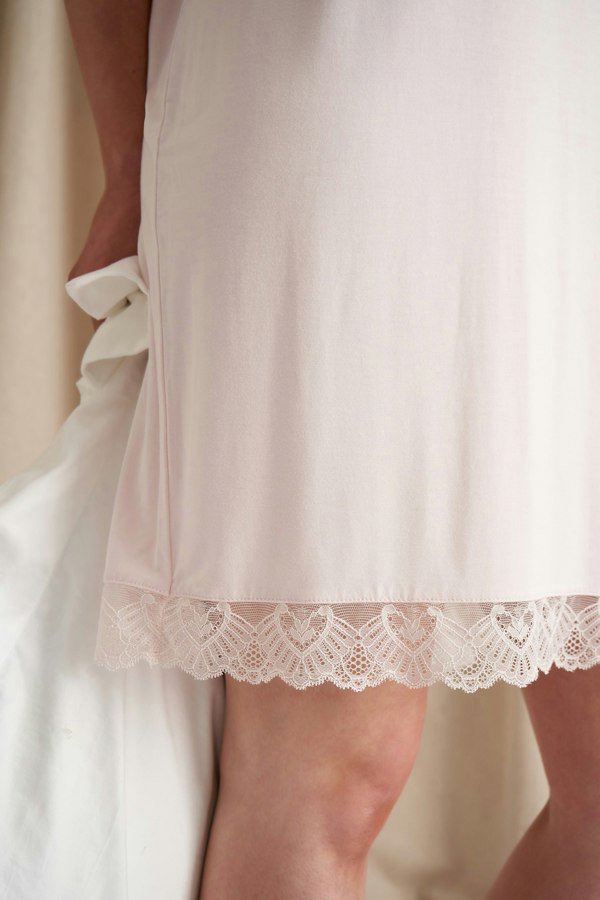 Pretty You London Women's Bamboo Lace Tee Dress in Powder Puff