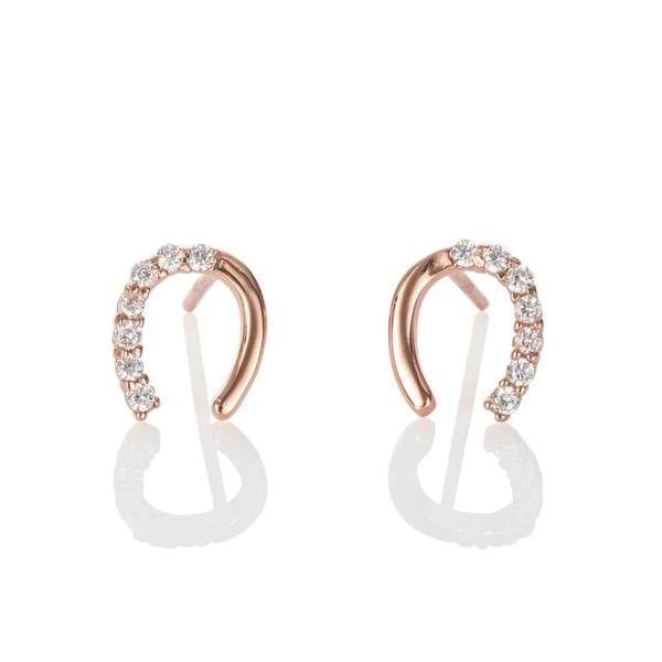 Rose Gold Lucky Horseshoe Stud Earrings for Women - namana.london