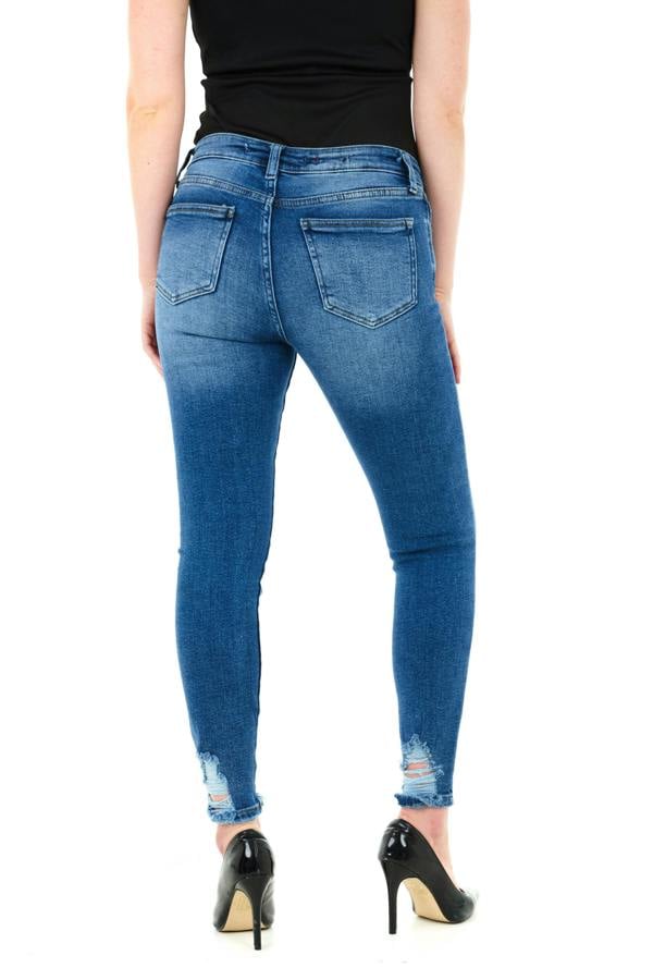 Smart Living Classic Stretchy Ripped Skinny Fit Denim Jeans - Dark Blue