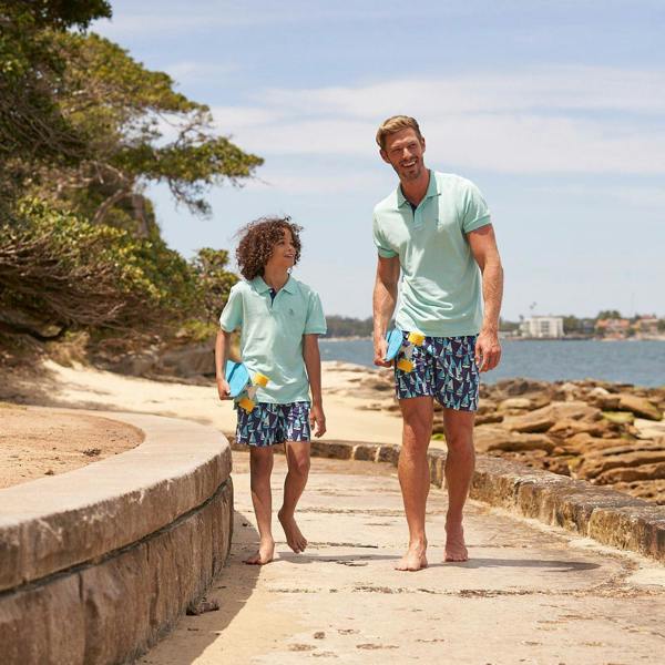 Tom & Teddy Mulberry & Sky Blue Boats
