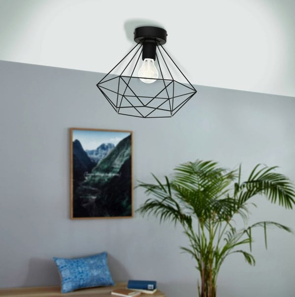 EGLO Tarbes 1-Light Black Geo Ceiling Light