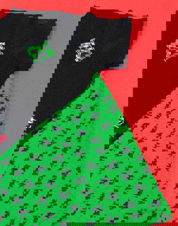 Minecraft Boys Black Creeper Short Sleeved T-Shirt