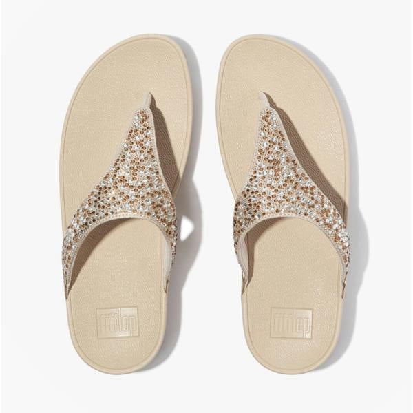 FitFlop FitFlop LULU CRYSTAL Womens Toe-Post Sandals Platino
