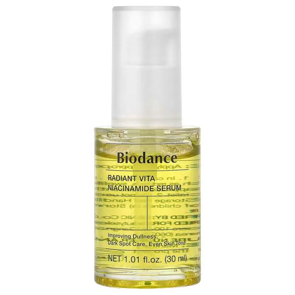 Biodance Radiant Vita Niacinamide Serum – 30ml liposomal brightening serum powered by 2% Niacinamide, Glutathione, and a Multi-Vitamin complex available at Atelier De Glow UK.