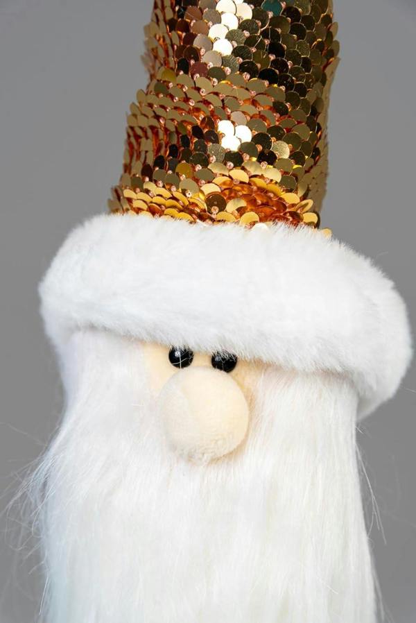58cm Gold Santa Christmas Figurine with Gold Costume, White Fur Trim and Long Beard image 4