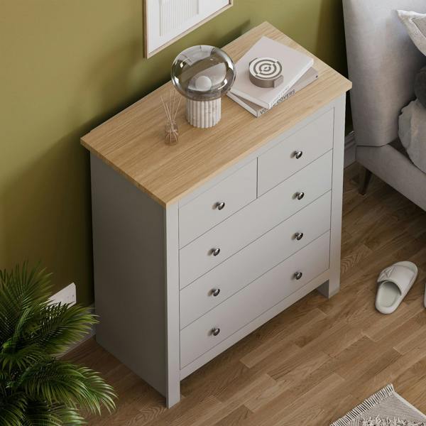 Vida Designs Arlington 3+2 Drawer Chest, Grey