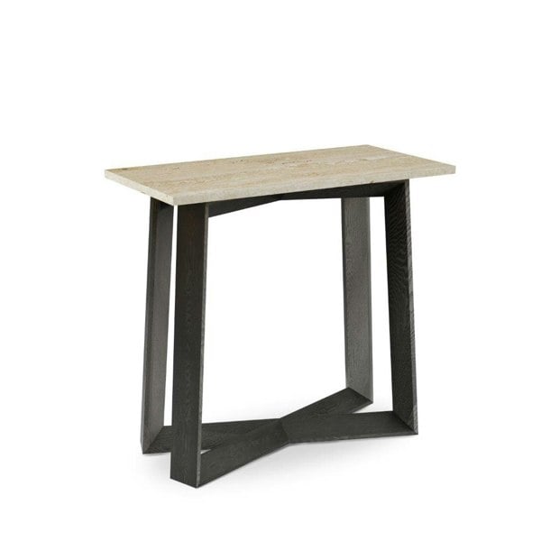 Cadiz Small Console Table with Travertine Stone Top & Natural Black Oak Frame by Gillmore British Design © GillmoreSPACE Ltd