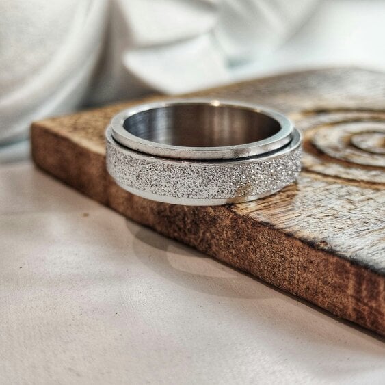 The Colourful Aura 6mm Mens Black Rotatable Spinner Stainless Steel Promise Ring