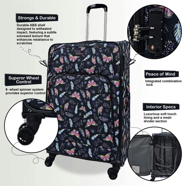 Eagle Luggage Soft Shell Cabin Suitcase 55 x 37 x 20 cm Lightweight Luggage Suitable for Easyjet, Ryanair