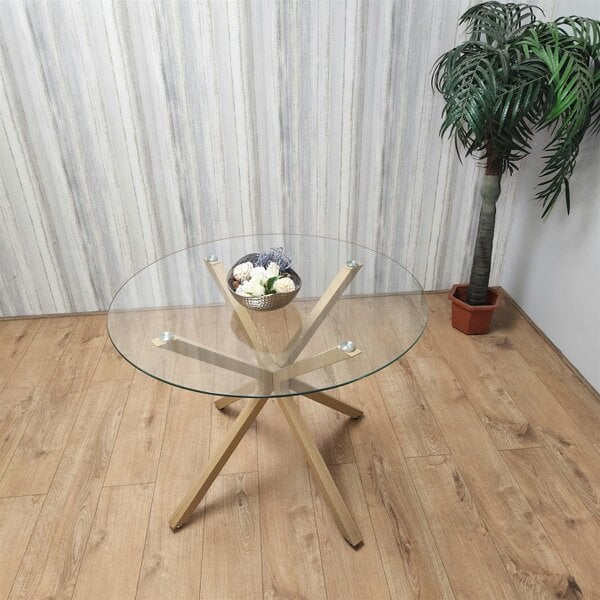 Kosy Koala Dining Table Clear Glass Kitchen Place for 4 Seats, Dining Table Only (Clear H 75 x L 100 x W 100 cm)