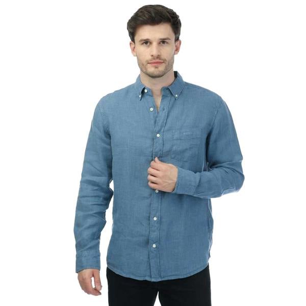 Gant Mens Linen Regular Shirt - Blue
