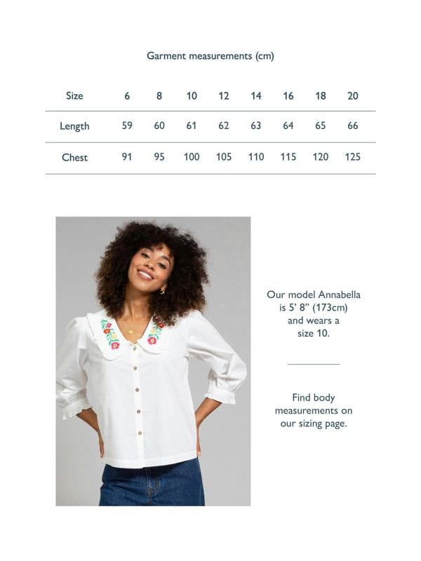 Kite Womens Organic Crendell Embroidered Collar Poplin Blouse