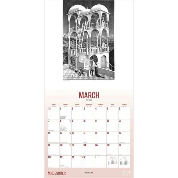 M C Escher Calendar 2027, Wall Calendars, Month To View, Art, Gift