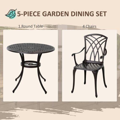 Wyld Haus Rohafa Brown Cast Aluminium Brown 4 Seater Garden Dining Set With Armchairs And Round Table