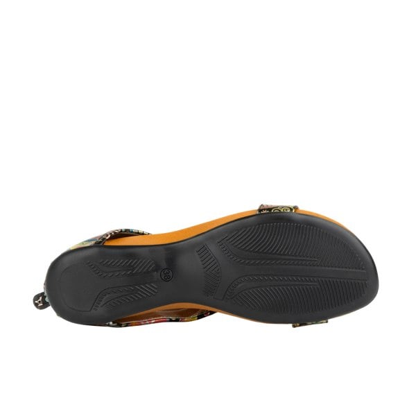 Embassy London Downtown - Navy & Pink - Women's covered heel flat leather sandal with T Bar strap