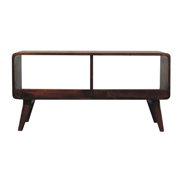 Artisan Furniture Solid Wood Curved Chestnut Double Slot Media Unit, Brown