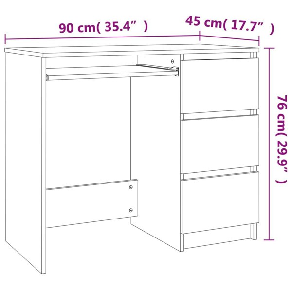 Berkfield Desk Grey Sonoma 90x45x76 cm Engineered Wood
