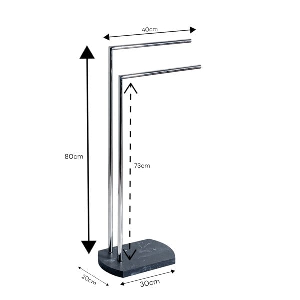 Showerdrape Octavia Grey Marble & Chrome Freestanding Towel Stand