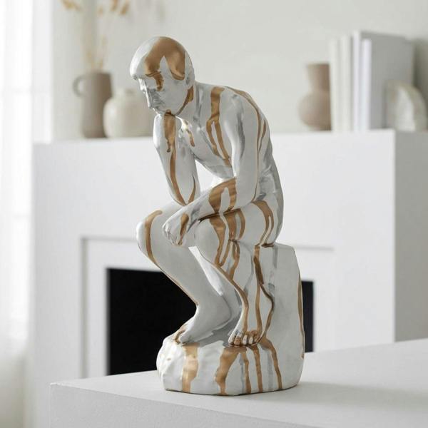Garden Greatness Ivory Drip Art Thinker Sculpture