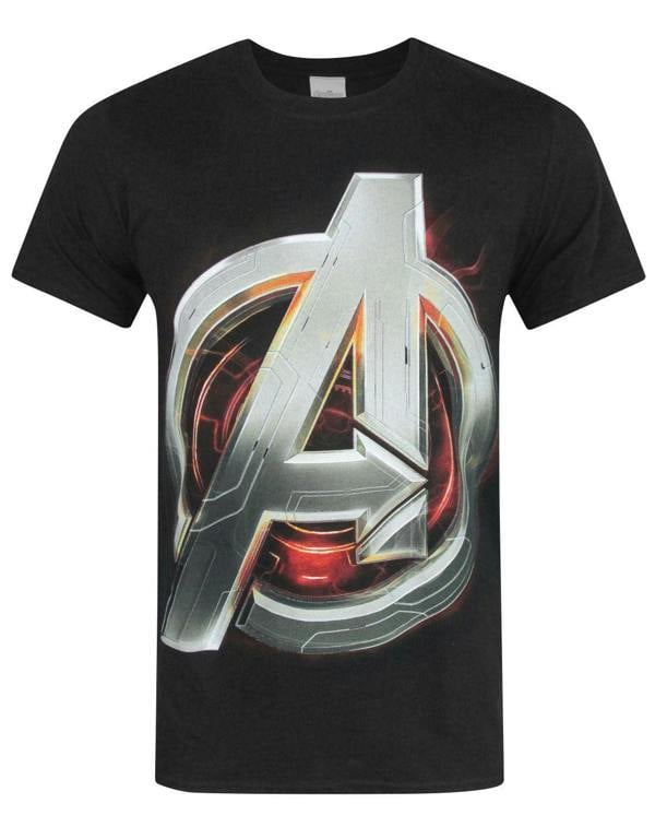 Marvel Mens Black Avengers Logo Short Sleeved T-Shirt