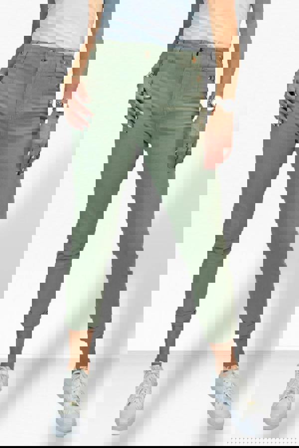 Paulo Due Women's Cropped Denim Trousers with Gold Button Detail