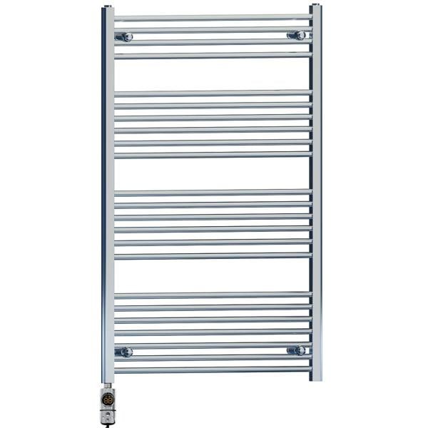 MYHOMEWARE 700 x 1200 mm Chrome Electric Bathroom Towel Rail Radiator Heater With AF Thermostatic Electric Element Pre-Filled
