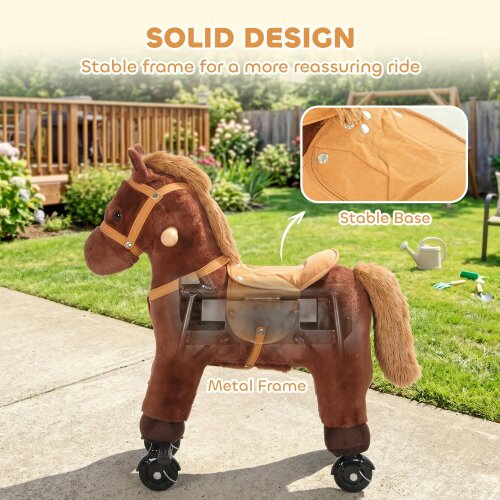 AIYAPLAY Rocking Horse, Plush Ride On Horse with Hoof Neighing