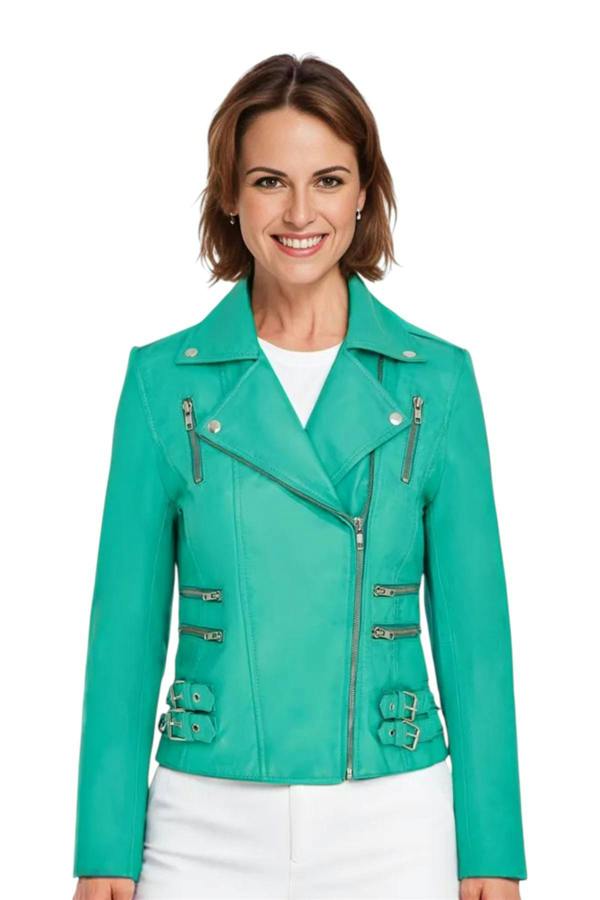 Infinity Leather Womens Leather Vintage Brando Biker Jacket-Orlando