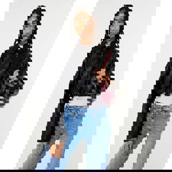 Pink Vanilla Faux Leather Puffball Jacket