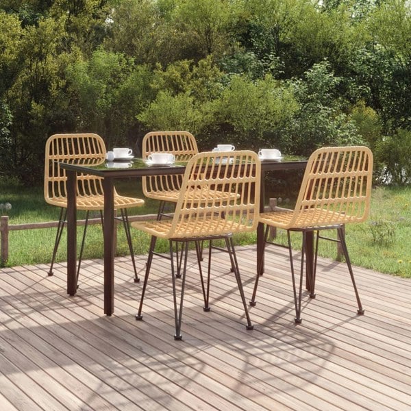Berkfield 5 Piece Garden Dining Set Poly Rattan