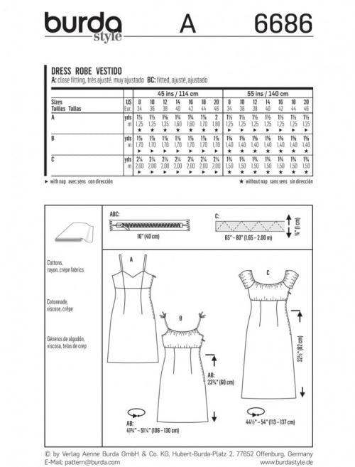 Burda Sewing Pattern 6686 Dresses For Women, 8 to 20 - Easy