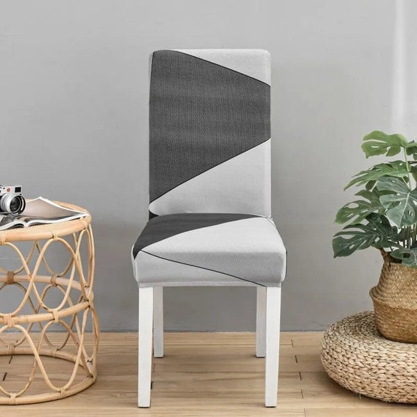 Anyhouz Anyseat Chair Cover Gray Geometric Elastic Slipcover Dining Decor
