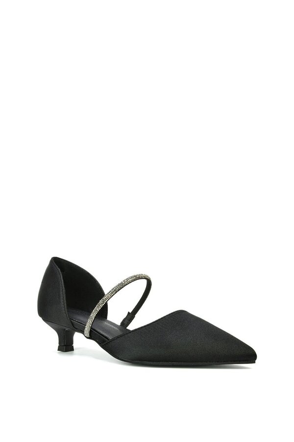 XY LONDON Diamante Strap Kitten Heel Pointed Toe Court Shoes