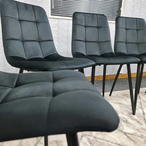 Kosy Koala Dining Chairs Set of 6 Black Velvet Kitchen Chairs