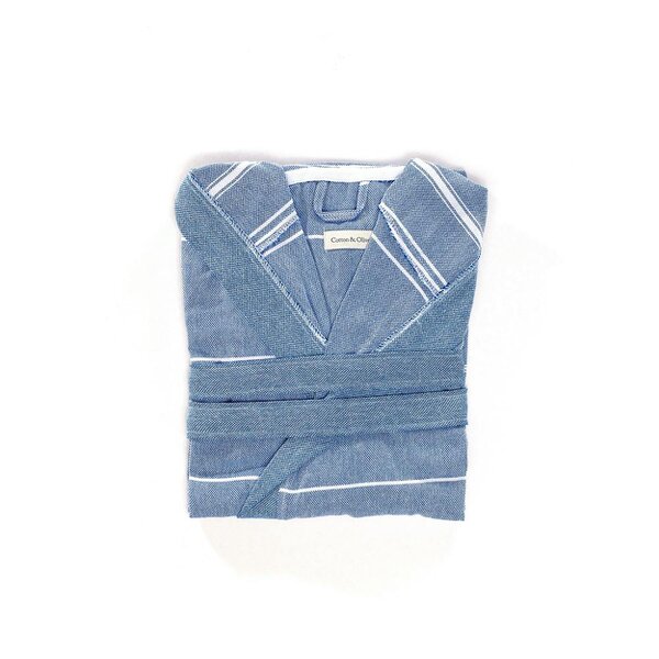 Cotton and Olive New Trendy Unisex Cotton Hammam Robe - Royal Blue with White Stripes